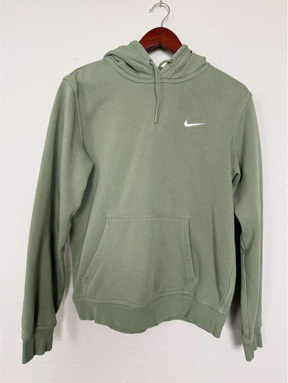 Nike Olive Green Hoodie with White Swoosh Logo